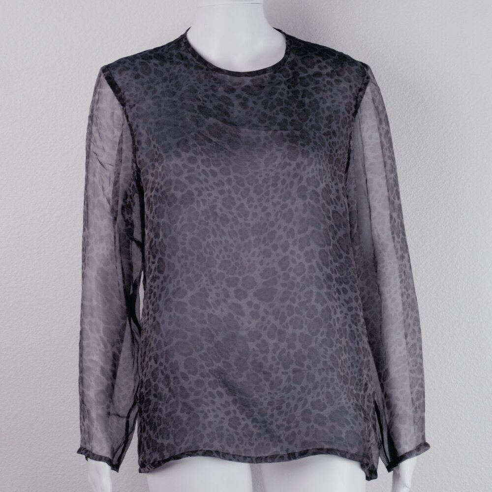 Vintage Yves Saint Laurent Sheer Leopard Blouse 100% Silk 80s Size 42